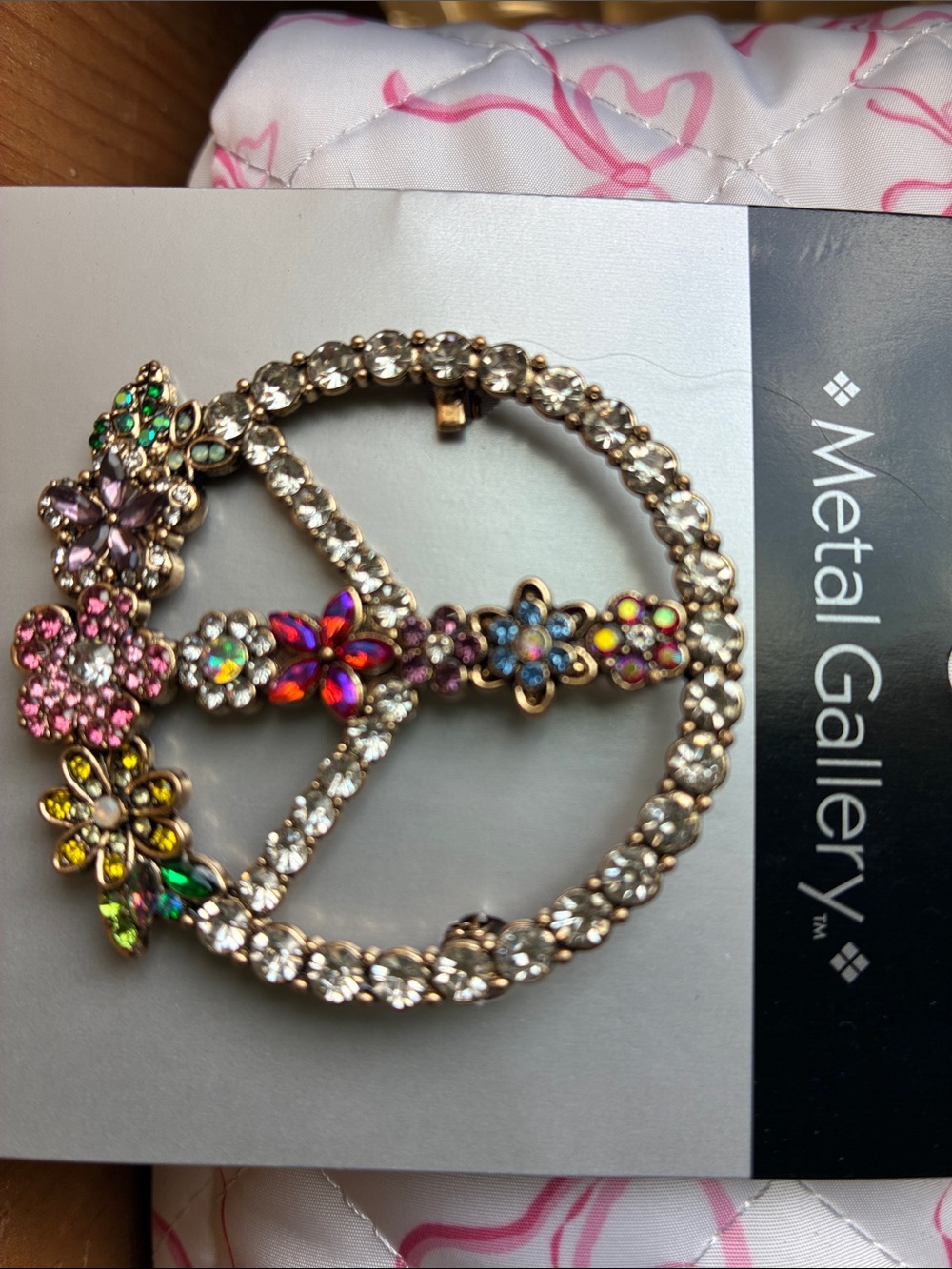 Gallery Multicolor Crystal Peace Sign Brooch